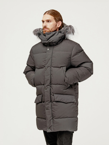 Пуховик Аляска Top Arctic Goose мех ЧБК (Мужской; 48; Графит)